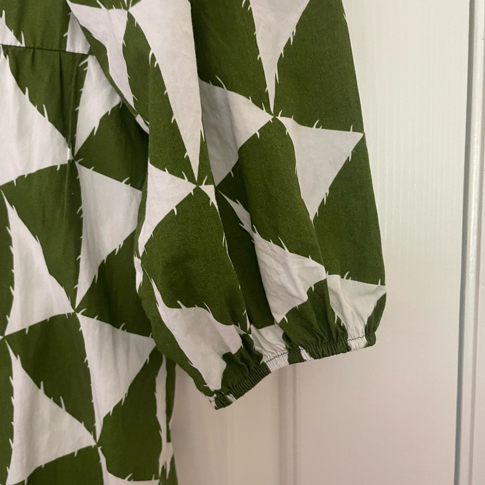 Maeve Olive and White Abstract Dress - Picture 3 of 4